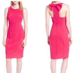 1901 hot pink bow detail sleeveless work shift dress 10 petite